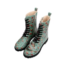 Kadın Vegan Deri Turkuaz Fermuarlı Uzun Bot - Your Wings, Your Dreams Tasarım Multicolor