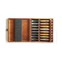 Ahşap Ufak Detay Oyma Iskarpela Seti 8 Parça, 58 Hrc Sertliğinde Krom Silikon Çelikten Bıçaklar, 245 Mm Keski Uzunluğu, Walnut Ahşap Sap, Eğimli Bıçak Kenarı, Chisel Oyma Aleti