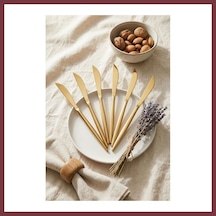 Storeşahin 6'lı Lüks Gold Paslanmaz Çelik Yemek Bıçağı Seti 21 Cm Shn0720