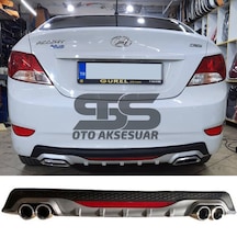 Hyundai Accent Blue Difüzör Arka Tampon Eki 4 Egzoz Çıkışlı Gri Reflektörlü