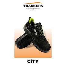 Trackers City Süet İş Ayakkabısı Bağcıklı Siyah - Fosforlu Yeşil