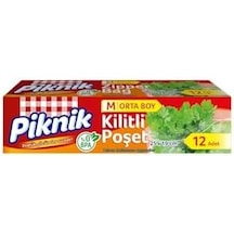 Piknik Orta Boy Kilitli Buzdolabı Poşeti 12li