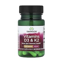 Takviye Swanson Vitamins, Vitamins D3 & K2, 60 Veg Caps
