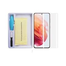 Samsung Uyumlu Galaxy S21 Full Uv Liquid+Uv Işık 3Dkırılmaz Cam Ekran Koruyucu Şeffaf