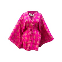 Lila Mare İthal Hint Kumaşlı Handmade Beachwear Yazlık Kimono Standart Bedenlere 36-44 Arası Uygundur Renkli Renkli