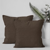 2'li Keten Görünümlü Kırlent Kılıfı Acı Kahve-1904 - Acı Kahve