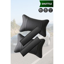 Shuttle Uyumlu Deri Yastık Siyah Set Deri Kemer Koruyucu Lüks
