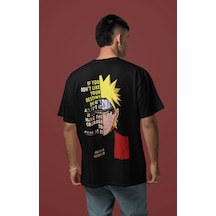 Naruto Uzumaki Sırt Baskılı Unisex Oversize Anime Karakter Tişört Siyah
