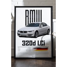Bmw 3.20d Lci Araba Siyah Ahşap Çerçeveli Poster, Dekoratif Duvar Tablosu