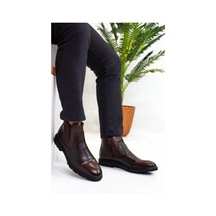 Afka Collection fka Collection Erkek Elyapımı %100 hakiki floter baskılı deri Kahverengi