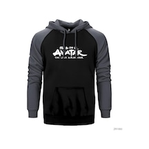 Avatar The Last Airbender Gri Reglan Kol Kapşonlu Sweatshirt Gri