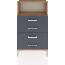 Arges Komodin Tek Raflı 4 Çekmeceli 60x30x106 Çam-antrasit Çam