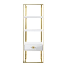 Rihanna Gold Metal Beyaz Kitaplık & Raf