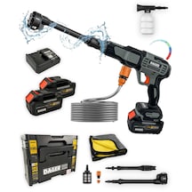 Dager AQUA FORCE 21V Kömürsüz Şarjlı Yüksek Basınçlı Yıkama Makinesi Seti | Çift 4.0 Ah Akü + Köpük Haznesi + Mikrofiber Havlu | 70 Bar