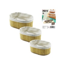 3 Boy Oval Bambu Kenar Organizer Sepet Ahşap Altlık - Bezli 13x22-16x26-20x30cm 5365 Çok Renkli