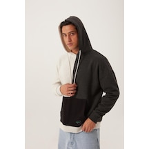 Erkek Parçalı 3 İplik Sweatshirt Beyaz Kar Melanj