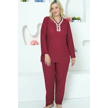 Alimer Kadın Bordo Süet Büyük Beden Pijama Takımı Edy2750ukb-b Bordo