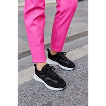 Roma Siyah Süet Hakiki Deri Kadın Sneaker-Siyah Süet Siyah