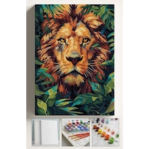Sayılarla Boyama Seti Numaralı Tuval Fırça Boya Dahil Kasnaklı Set 40x50 Cm - Ormanın Kralı