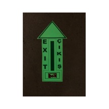 Fosforlu Yer Ok İşareti Zemin İçin Üzeri Koruyucu Laminasyonlu Yön Etiketi 29x14 Cm Yangın