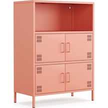 Pera Metal Çok Gözlü Dolap, 4 Kapaklı, Açık Raflı 80,50 X 40 X 109,50 Cm Ral 3022 Somon