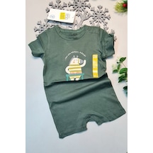 Abiye Kids Yazlık %100 Pamuk Haki Yeşil Kısa Kol Çıtçıtlı Bebek Tulum Hellobaby Ebebek Badi 1 Adet Açık Bej
