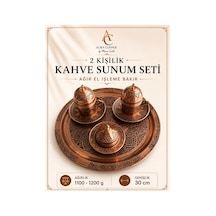 2 Kişilik Bakır Kahve Sunum Seti El İşlemeli Tepsili Türk Kahvesi Fincan Takımı - Döveme - Bakır Bileklik Hediyedir Ağır El İşleme