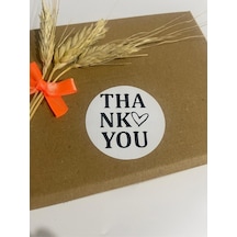 Thank You Kenarı Kalpli Yuvarlak Yapışkanlı Etiket 5x5 Cm 100 Adet
