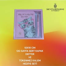 10x15 Cm Çizgili 120 Sayfa Sert Kapak Defter Ve Tükenmez Kalem Hediye Seti Pembe