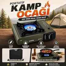 Portatif Kamp Ocağı Kartuşlu Tekli Ocak Piknik Kamp Ve Karavan İçin Taşınabilir Yeşil