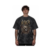 Slayer Rock Metal Müzik Grubu Baskılı Unisex Oversize Vintage Ret Siyah