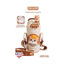 Dıller 490 Ml Tek Kapak Çift Kullanım Pipetli/pipetsiz Boyun Askılı Çelik Termos -ffdıllerd490ml Kahverengi