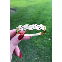 Pırıltılı Kelebek Desen Gold Çelik Kelepçe