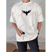 Flood Of Style Unisex Kartal Baskılı Tshirt Beyaz