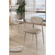 Canisa Laos Serisi 4 Adet Cappucino Mutfak Sandalyesi Krom Kaplama Metal Ayak 1.sınıf Babyface Kumaş Cappucino Sandalye Krom Ayak