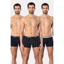 Cacharel Erkek Desenli Likralı Boxer 3'lü Paket 1339/lacivert 6 Lacivert