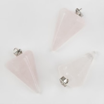 Pembe - 1 - Kuvars Pandül Doğaltaş Kolye Ucu - Csmo-tex - Açık Pembe
