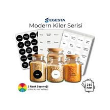 216 Adet Suya Dayanıklı Yuvarlak Baharat Ve Bakliyat Etiketi - Modern Kiler Düzenleyici Kavanoz Sticker Seti - Kapsam Diğer