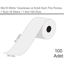 56x16 Metre Termal Kredi Kartı Ve Yazarkasa Pos Rulosu1 Koli:100 Adet Rulo