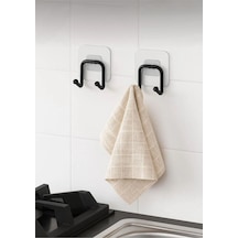 Yapışkanlı 2 Adet Çift Kancalı Banyo Mutfak Askısı Metal Askılık Duvar Askı Organizer Siyah Diğer