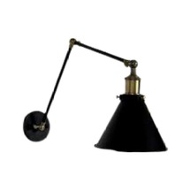 Retro Metal Rustik Akrobat Üç Mafsalı Konik Aplik En 19 Cm Siyah