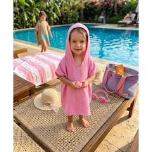 Müslin Kapüşonlu Pembe Deniz Havuz Plaj Panço 2-4 Yaş 2 - 4 Yaş