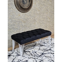 Zafir Beyaz Boyalı Tel Ayaklı 90 Cm Puf Bench - Puf - Bench - Kasalı Oturak - Oturak - Yatak Ucu Puf Siyah