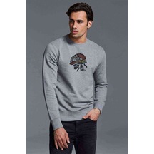 Pubg Helmet Kurukafa Skull Baskılı Gri Erkek Örme Sweatshirt Pubg Helmet Kurukafa Skull Baskılı Gri Erkek Örme Sweatshirt