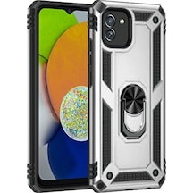 Samsung Galaxy Uyumlu - A03 Kılıf Sofya Yüzüklü Silikon Kapak - Gümüş