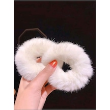 Kadın 2'li Beyaz Peluş Lastik Toka Seti,kadın Çocuk Mandal Toka, Lastik Toka Seti, Toka Organizer, T Sku: Smg8690010472465