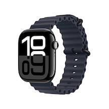 Kilifone - Apple Uyumlu  Watch 10 46mm - Kordon Silikon Kordon - Krd-75 - Mat Lacivert - T34617