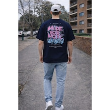 Herkesemoda Made For More Yazı Detaylı Basic T-shirt Lacivert