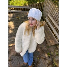 Kadın Kısa Kalpak Suni Kürk Kışlık Şapka Bere - Unisex Deve Tüyü