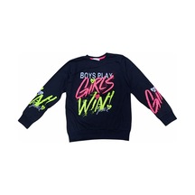 İrem Çocuk Giyim Kız Çocuk Girl Win Yazı Desenli Lacivert Renk Sweatshirt Lacivert